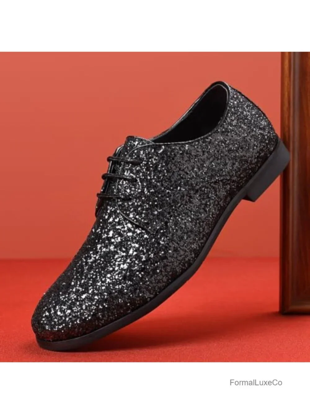 Men's Glitter Sequins Lace Up Tuxedo Dress Oxfords Wedding Prom Shoes